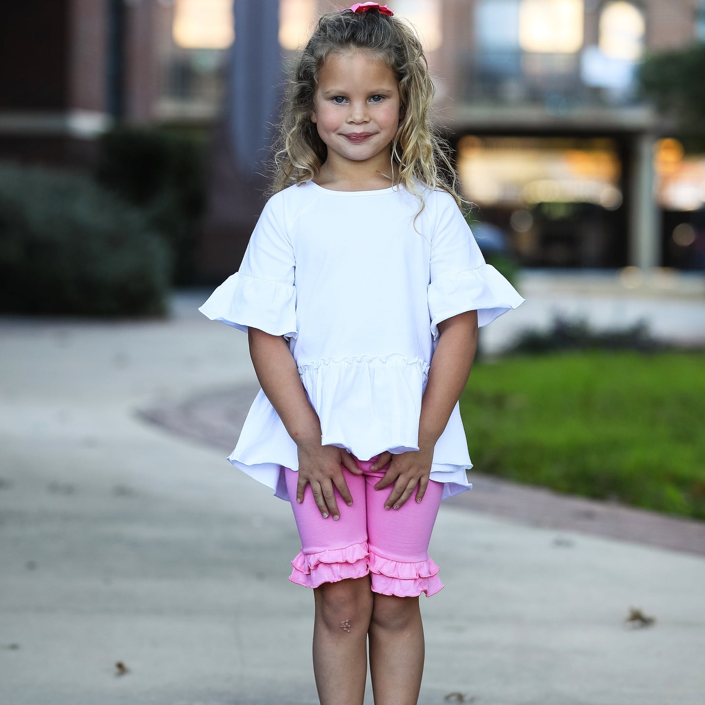 AnnLoren Little Toddler Big Girls' Angel Sleeve White Boutique Ruffle Top Shirt Clothing Sizes 2/3T - 7/8