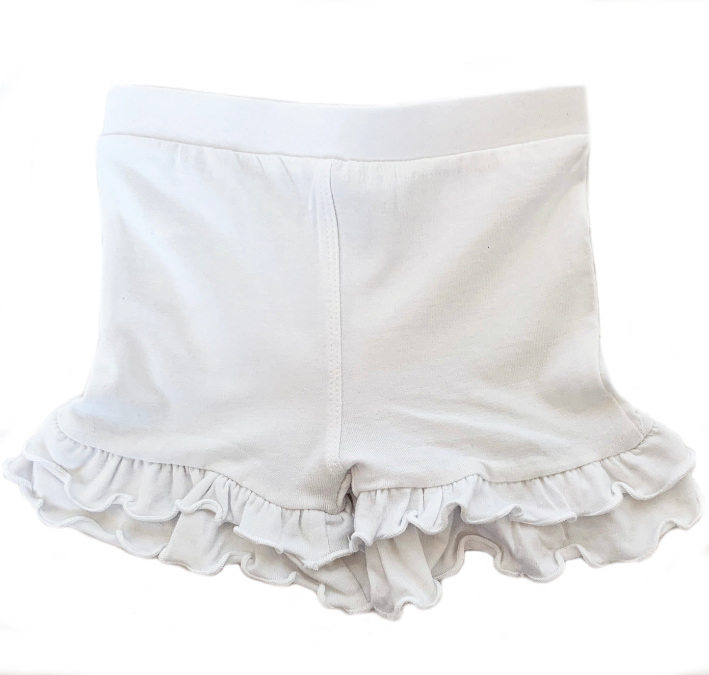 AnnLoren Girls White Knit Ruffle Shorts 4/5T-7/8