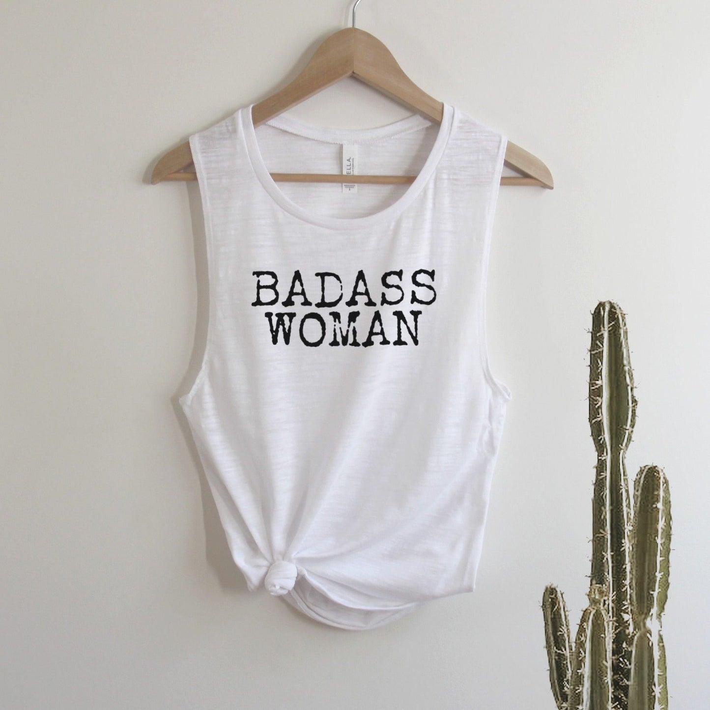 Badass Woman, Typewriter Font - Muscle Tank